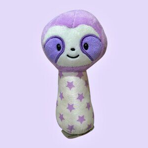 Spark Create Imagine Sloth Baby Hand Rattle Grabber 6 Inch Plush Purple White